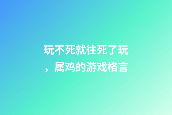 玩不死就往死了玩，属鸡的游戏格言