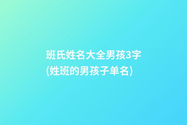 班氏姓名大全男孩3字(姓班的男孩子单名)