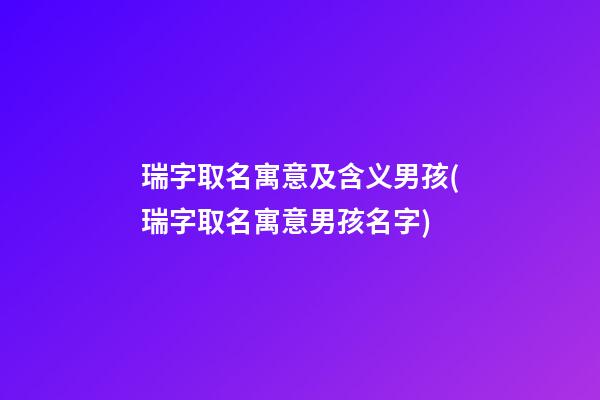 瑞字取名寓意及含义男孩(瑞字取名寓意男孩名字)