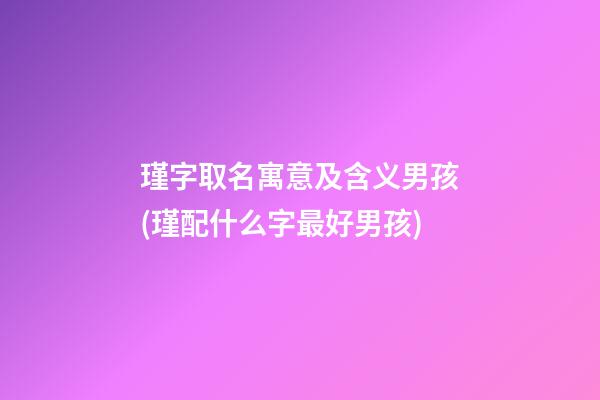 瑾字取名寓意及含义男孩(瑾配什么字最好男孩)