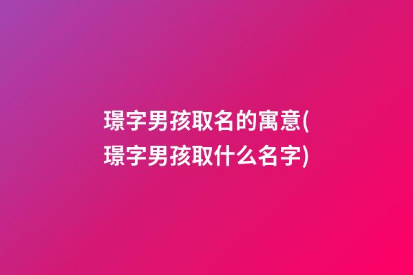 璟字男孩取名的寓意(璟字男孩取什么名字)