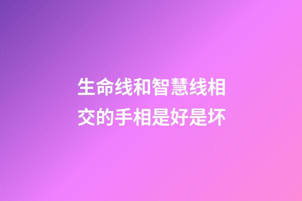 生命线和智慧线相交的手相是好是坏