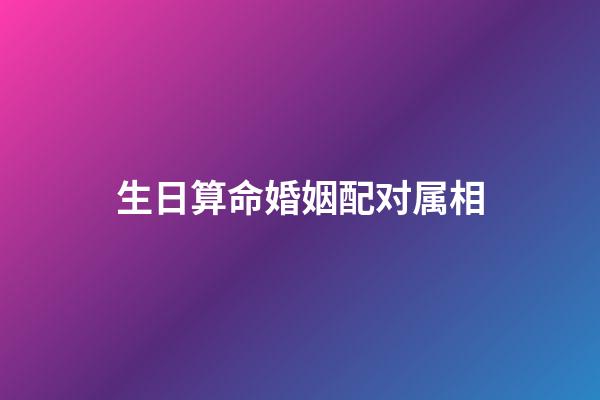 生日算命婚姻配对属相