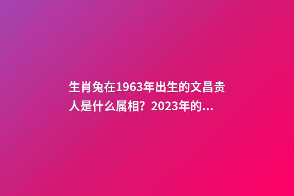 生肖兔在1963年出生的文昌贵人是什么属相？2023年的贵人是什么生肖？
