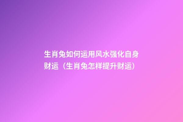 生肖兔如何运用风水强化自身财运（生肖兔怎样提升财运）