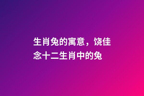 生肖兔的寓意，饶佳念十二生肖中的兔-第1张-观点-玄机派