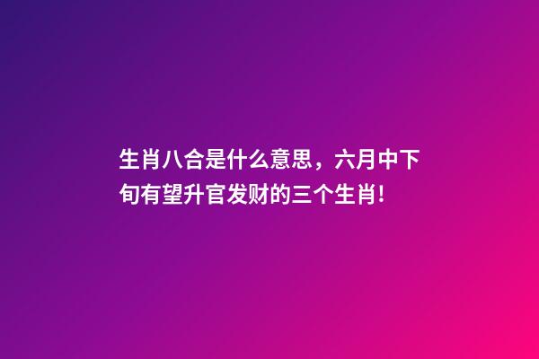 生肖八合是什么意思，六月中下旬有望升官发财的三个生肖!-第1张-观点-玄机派