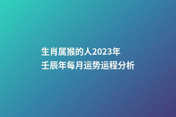 生肖属猴的人2023年壬辰年每月运势运程分析