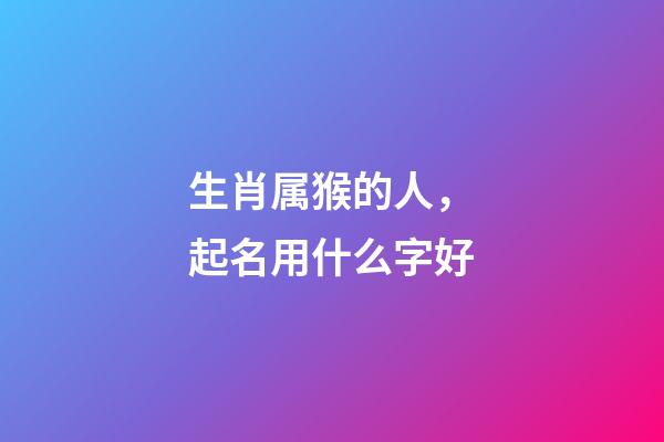 生肖属猴的人，起名用什么字好