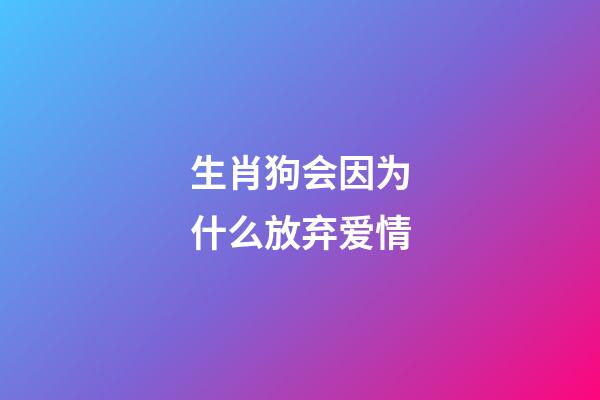生肖狗会因为什么放弃爱情