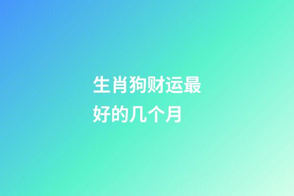 生肖狗财运最好的几个月