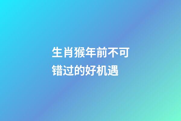 生肖猴年前不可错过的好机遇