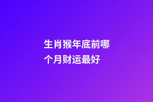生肖猴年底前哪个月财运最好