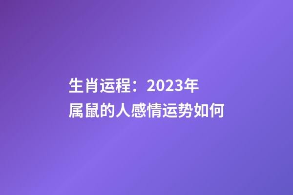 生肖运程：2023年属鼠的人感情运势如何