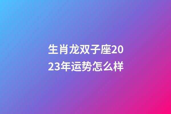 生肖龙双子座2023年运势怎么样-第1张-星座运势-玄机派