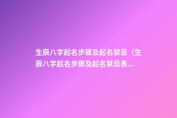 生辰八字起名步骤及起名禁忌（生辰八字起名步骤及起名禁忌表）