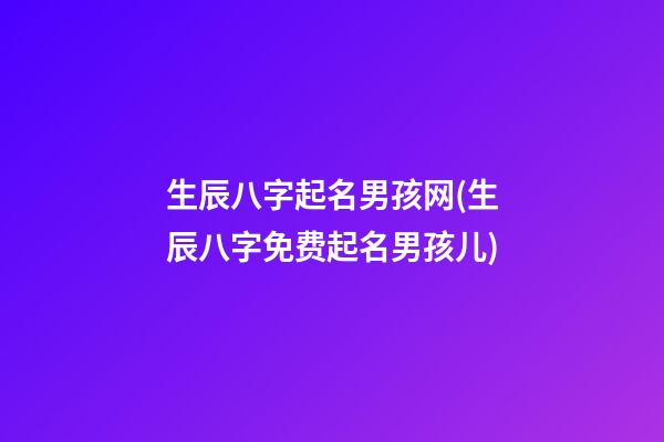 生辰八字起名男孩网(生辰八字免费起名男孩儿)