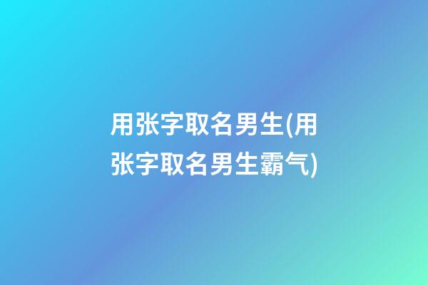 用张字取名男生(用张字取名男生霸气)