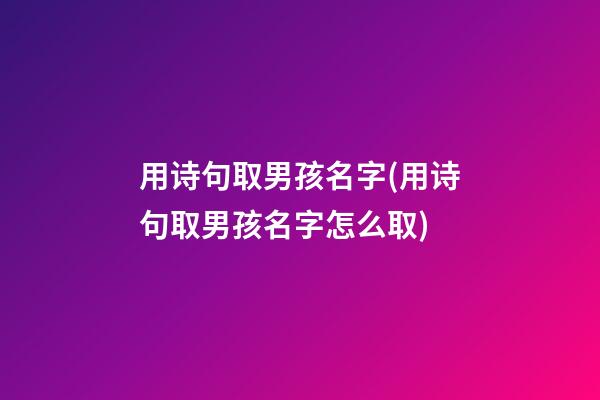 用诗句取男孩名字(用诗句取男孩名字怎么取)