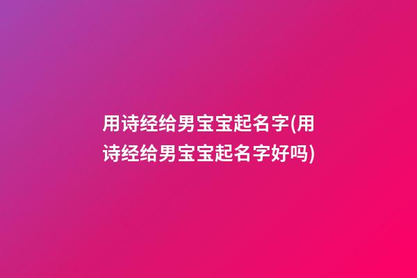 用诗经给男宝宝起名字(用诗经给男宝宝起名字好吗)