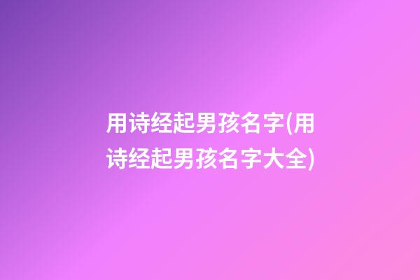 用诗经起男孩名字(用诗经起男孩名字大全)