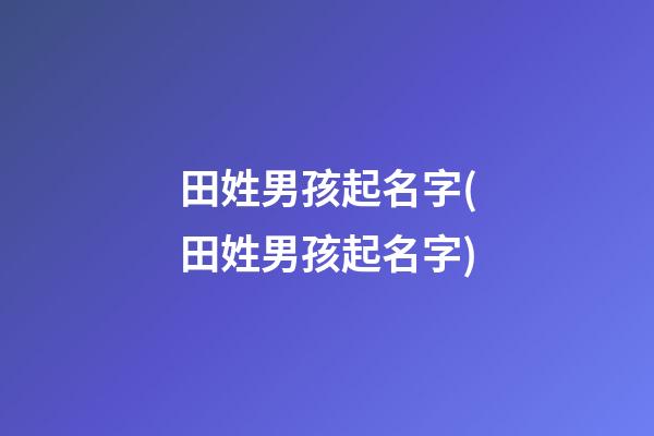 田姓男孩起名字(田姓男孩起名字)