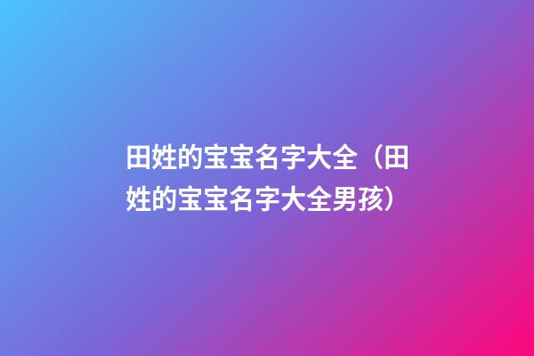 田姓的宝宝名字大全（田姓的宝宝名字大全男孩）