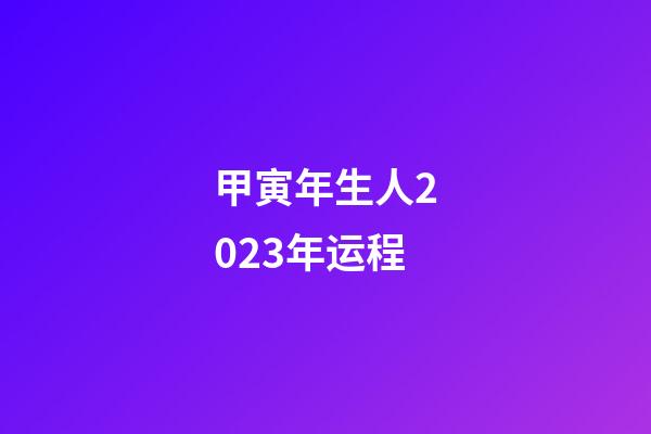 甲寅年生人2023年运程