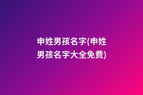 申姓男孩名字(申姓男孩名字大全免费)
