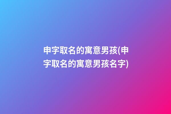申字取名的寓意男孩(申字取名的寓意男孩名字)