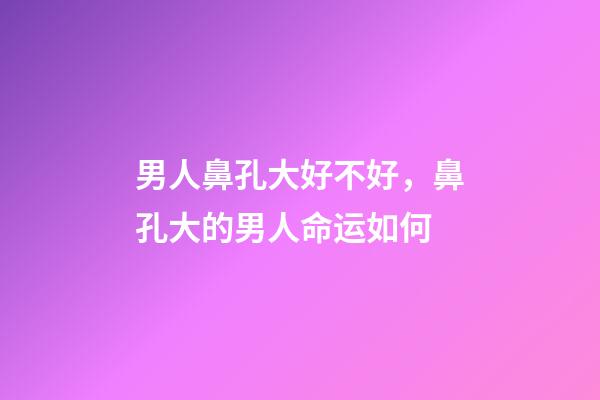 男人鼻孔大好不好，鼻孔大的男人命运如何