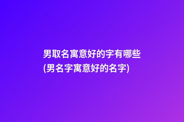 男取名寓意好的字有哪些(男名字寓意好的名字)