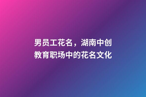 男员工花名，湖南中创教育职场中的花名文化-第1张-观点-玄机派