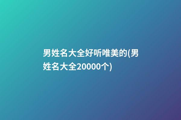 男姓名大全好听唯美的(男姓名大全20000个)