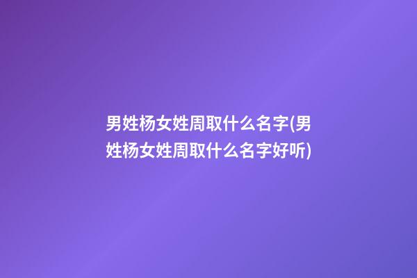 男姓杨女姓周取什么名字(男姓杨女姓周取什么名字好听)