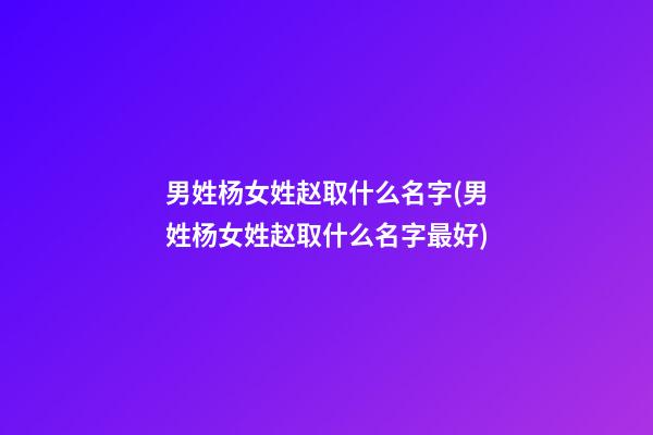 男姓杨女姓赵取什么名字(男姓杨女姓赵取什么名字最好)