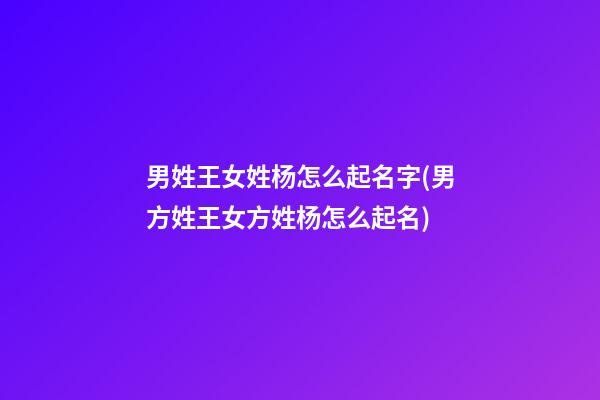 男姓王女姓杨怎么起名字(男方姓王女方姓杨怎么起名)