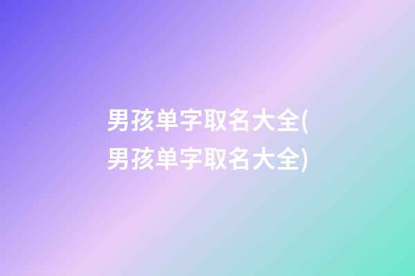 男孩单字取名大全(男孩单字取名大全)