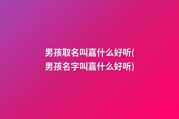 男孩取名叫嘉什么好听(男孩名字叫嘉什么好听)