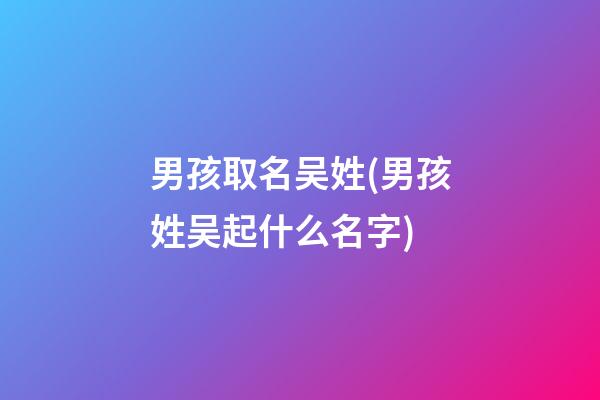 男孩取名吴姓(男孩姓吴起什么名字)