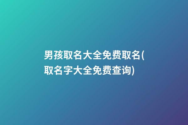 男孩取名大全免费取名(取名字大全免费查询)