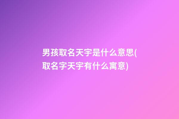 男孩取名天宇是什么意思(取名字天宇有什么寓意)