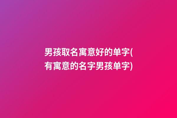 男孩取名寓意好的单字(有寓意的名字男孩单字)