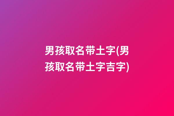 男孩取名带土字(男孩取名带土字吉字)