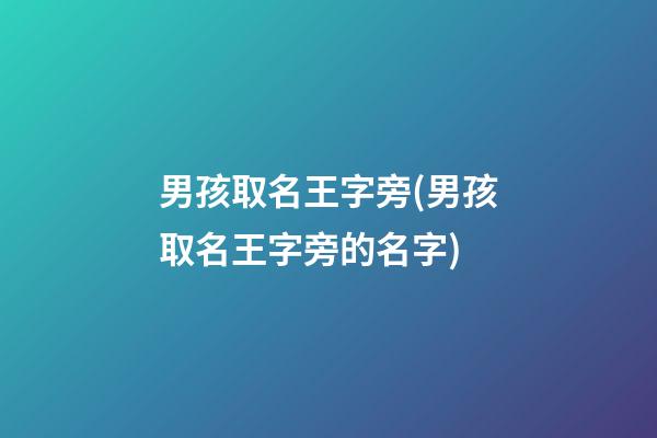 男孩取名王字旁(男孩取名王字旁的名字)