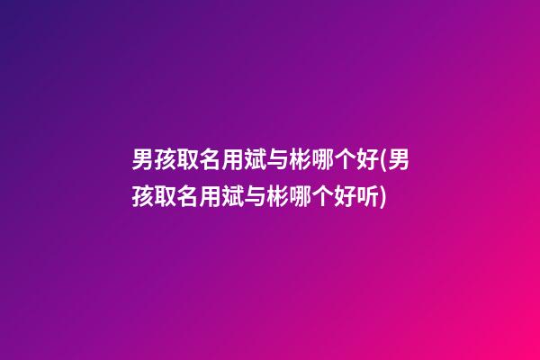 男孩取名用斌与彬哪个好(男孩取名用斌与彬哪个好听)
