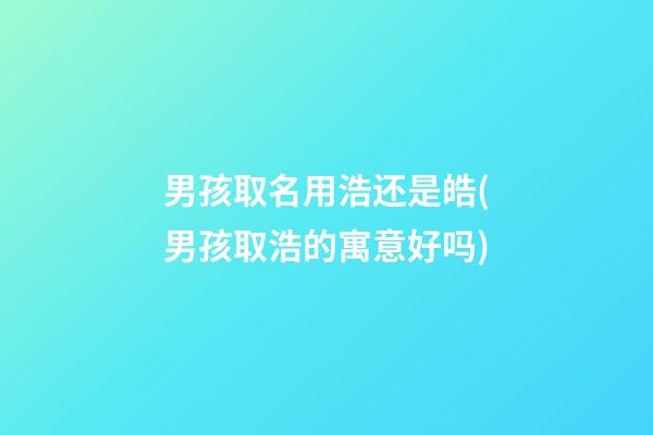 男孩取名用浩还是皓(男孩取浩的寓意好吗)