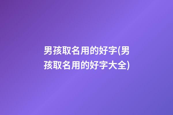 男孩取名用的好字(男孩取名用的好字大全)