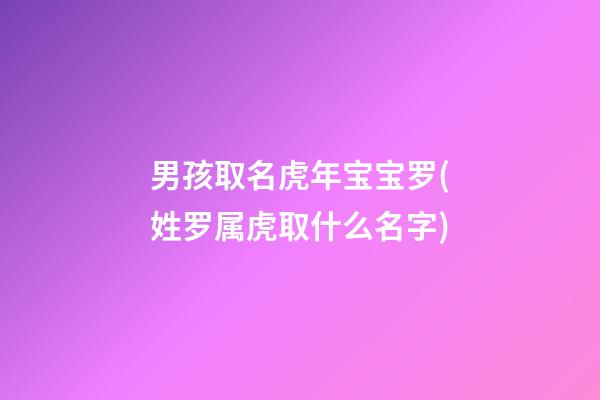 男孩取名虎年宝宝罗(姓罗属虎取什么名字)