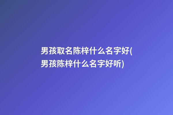 男孩取名陈梓什么名字好(男孩陈梓什么名字好听)